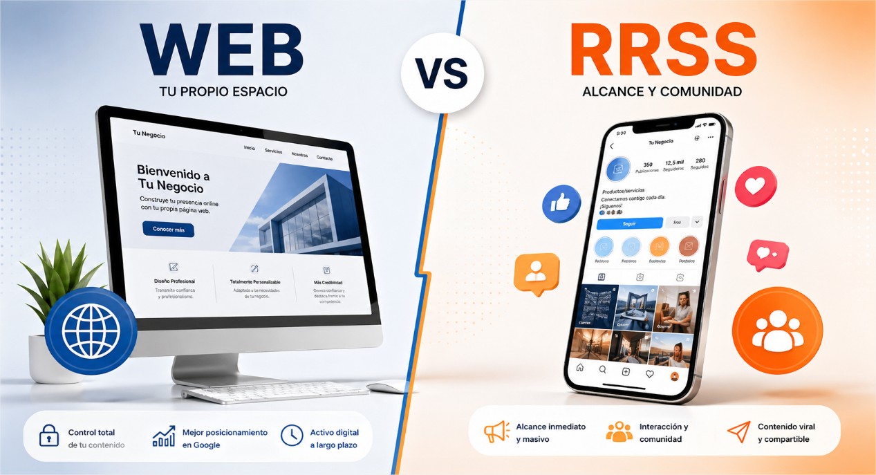 Diferencias entre redes sociales y página web para negocios